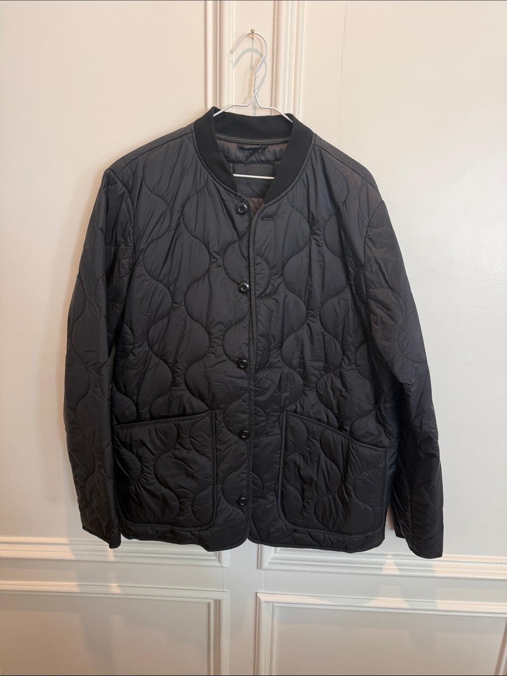 GAP Black Quilted Snap-Front Puffer Jacket